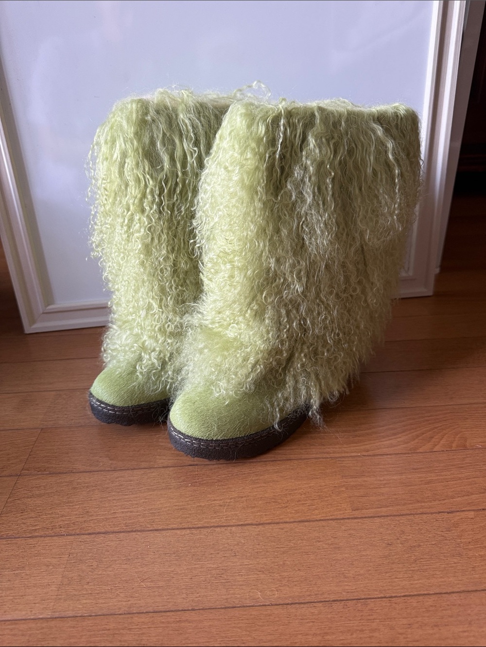 BearPaw Fuzzy Light Green Winter Boots